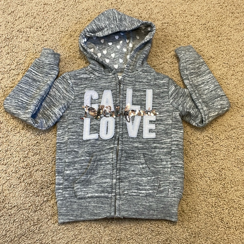 Reflex kids Cali love glitter zip up hoodie